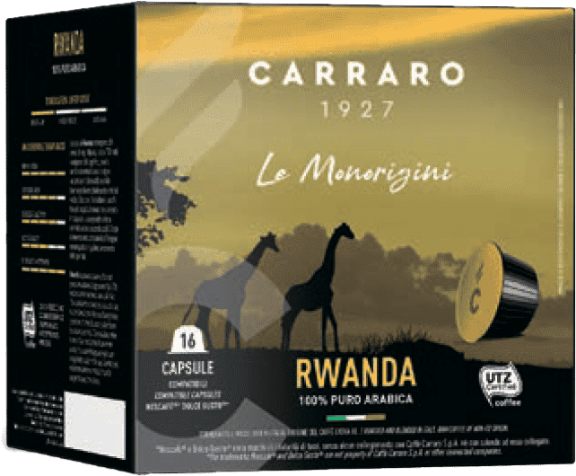 Кофе Carraro Rwanda 16 капсул.
