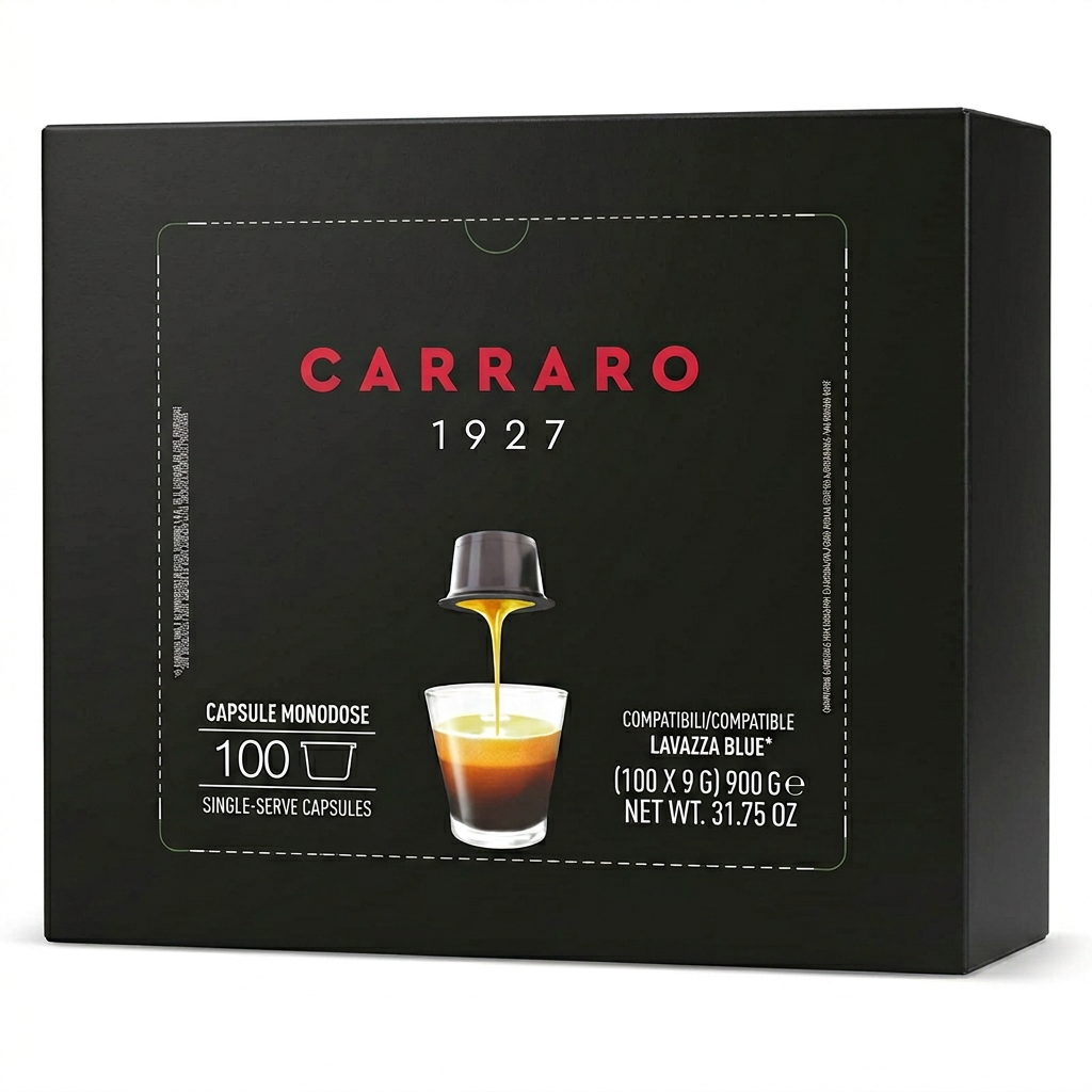 Кофе Carraro Puro Arabica 100 капсул. Интенсивность 8
