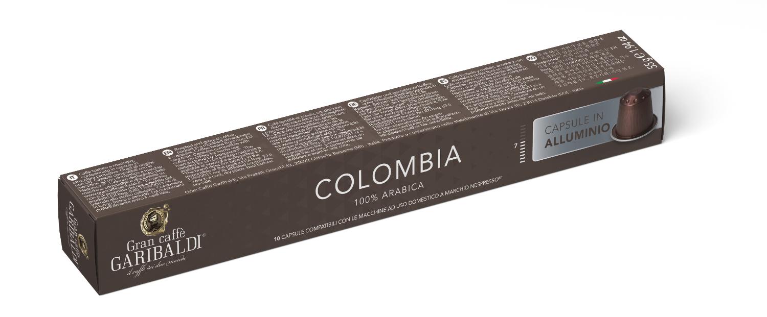 Кофе Garibaldi Colombia 10 алюминиевых капсул. Интенсивность 7