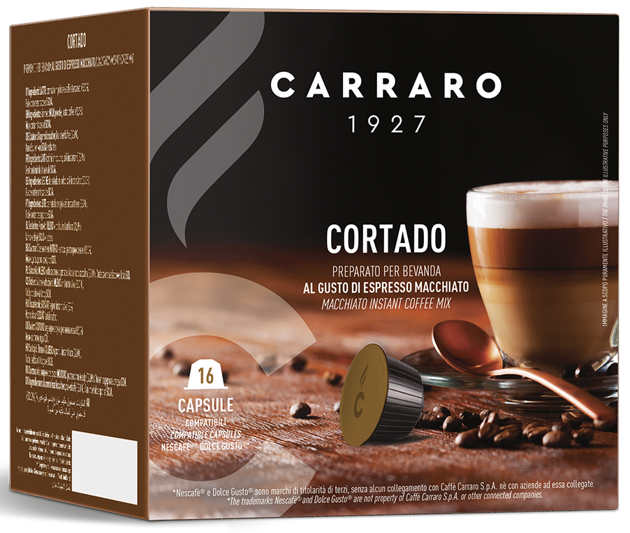 Кофе Carraro Cortado 16 капсул. Интенсивность 4