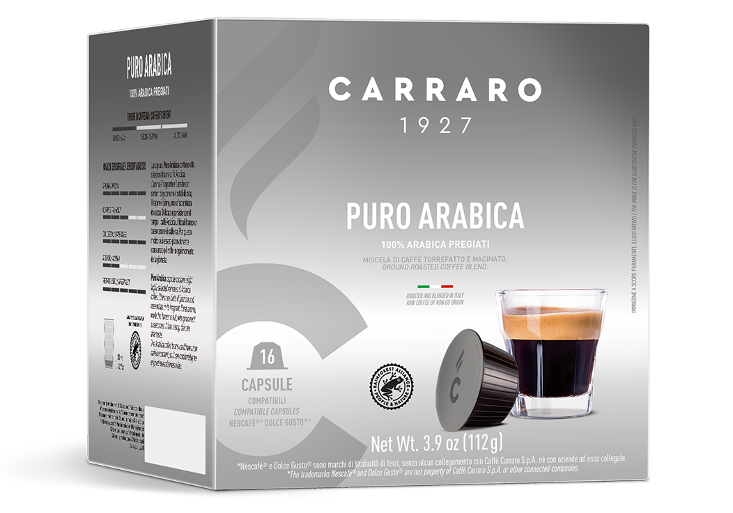 Кофе Carraro Puro Arabica 16 капсул. Интенсивность 8