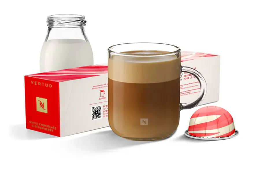 Кофе Nespresso Vertuo White Chocolate & Strawberry 230мл. Интенсивность 6