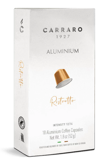 Кофе Carraro Ristretto 10 алюминиевых капсул. Интенсивность 12