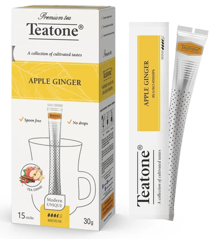 Чайный напиток TEATONE Apple Ginger - Яблоко Имбирь, 15 стиков
